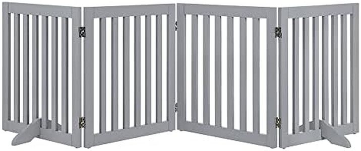 unipaws Freestanding Extra Wide and Tall Large Pet Gate, Folding Wooden Dog Gate, Indoor Barrier with 2PCS Support Feet (51cm Wx61cm H,4 Panels)