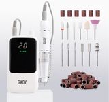 GAOY Rechargeable Cordless Nail Drill for Beginners, Electric Nail File with 12 Nail Drill Bits and Sanding Band Set for Acrylic and Gel Nails, White