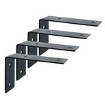 Mooche Black Shelf Brackets, 4PCS Widen L-Shape Wall Brackets for Shelves, Stainless Steel 90° Right Angle Shelf Support Brackets for Wood(125 * 85 * 45mm)