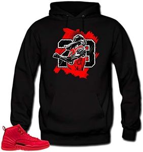 SNELOS Shirt to Match Jordan (Jordan 12 Bulls Goat Hoodie (Black), M)