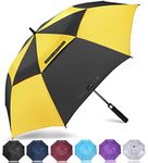 ZOMAKE Large Golf Umbrella Windproof Strong 62 Inch - Big Golfing Umbrellas Double Canopy Vented For Men - Extra Large Oversize Umberella's With Strap(Yellow/Black)