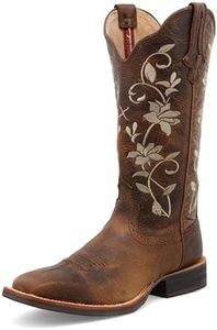 Twisted X Women's Floral Ruff Stock Cowgirl Boot Square Toe, Oiled Bomber & Oiled Bomber, 10