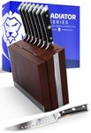 DALSTRONG Steak Knife Folding Block Set - 8 Pc - 5" Straight Edge Blade - Gladiator Series Elite - Forged High-Carbon German Steel - Modular Storage Block - Black G10 Handle - NSF Certified