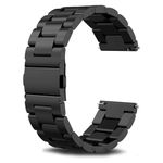 SUNDAREE Compatible with Strap Garmin Vívoactive 4/Venu 2/Venu 3/Forerunner 255/Forerunner 255 Music/Forerunner 265,22MM Stainless Steel Metal Black Watch Band