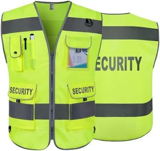 TCCFCCT Security Vest for Men Women 9 Pockets High Visibility Reflective Safety Vest, Hi Vis Vest with Reinforced Sewing, Durable to Use, Meets ANSI/ISEA, (G100S-Yellow, 4XL)