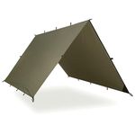 AQUAQUEST Safari Waterproof Camping Tarp - Lightweight Sun Shade or Rain Fly - Camping Essentials for Hiking, Backpacking & Hammock, 10 x 7 ft, Olive Drab