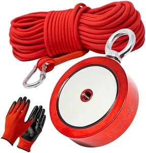 Hercules Magnetics 2000 lbs Double Sided Fishing Magnet Kit with Case - Heavy Duty Magnet Fishing Kit with 100ft Rope & Carabiner for River, Lake, Beach - Super Strong, Large, Best