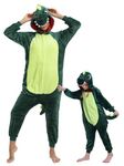 Adult Onesie Pajamas Animal One Piece Dinosaur Costume Halloween Cosplay for Women Men Family (Dinosaur, Medium)