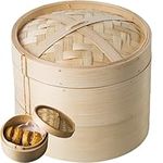 Bamboo Steamer, 2-Tier Bamboo Steamer Food Steamer Basket Home Small Dumpling Steamer for Dim Sum, Chicken, Fish, Vegetable, Bun, Rice