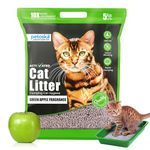 PETOSKA Activated Cat Litter- 5Kg | Green Apple Fragrance | Scoopable Bentonite Clay Cat Litter | Advanced Clumping Scented Litter Sand | 99.9% Dust Free | Natural | Odour Control