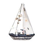 MVPACKEEY Sailboat Model Stable Bar Wooden Sailing Boat Model with Seagull Seashell Table Ornament Sailboat Decoration Nautical Gift