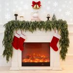 6 FT Real Touch Cedar Garland, Green Artificial Christmas Garland, Thickned Realistic Greenery Pine Garland for Holiday Fireplace Mantle Window Indoor Outdoor Decor (6FT)