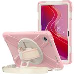 ProCase Protective Case for Lenovo Tab M11 11 Inch 2024, Rugged Heavy Duty Shockproof Rotating Kids Cover with 360° Rotate Kickstand & Shoulder Strap for Tab TB330FU TB330XU -Pink