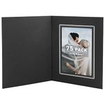 Golden State Art, Pack of 75, 4x6 Photo Folders, Cardboard Picture Frame, Paper Photo Frame Cards, Greetings/Invitation Cards, Special Events: Graduation, Christmas, Wedding(Black with Silver Lining)