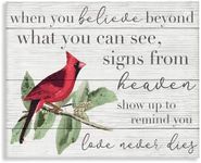 Stupell Industries Believe Love Never Dies Inspirational Cardinal Bird Word Design Canvas Wall Art Design By Artist Daphne Polselli