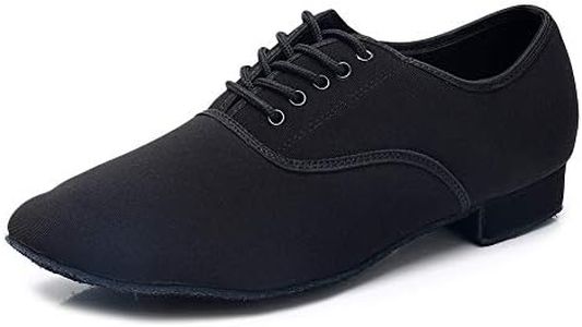 HIPPOSEUS Men's Ballroom Dance Shoes Black Latin Tango Morden Rumba Social Dance Shoes Suede Sole,8 D(M) US