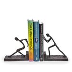 Danya B. Men Pushing Metal Bookend Set. Iron Metal Art for Home and Office Decor – Decorative bookends for Shelves. Perfect Accents for Your Book Shelf or Coffee Table Book Organization