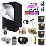 Gardeners Corner 1x1x2m Complete Grow Tent Kit With 600w Dual Switch Full Spectrum LED Grow Light - Canna Coco A&B - Fox Extraction System - Fabric Pots & More *Improved Design*