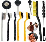 DIY Crafts 10x, Brushes Combo, Mini Wire Brush Set, Rust Paint Metal Cleaner, Cleaning Welding Slag and Rust, Handy Steel/Nylon/Brass Brush Set Suitable for Cleaning Paint/Ru (10x, Brushes Combo)