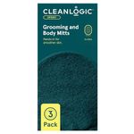 Cleanlogic Sport Exfoliating Grooming and Body Mitts, Reusable Exfoliating Wash Mitt to Help Remove Dry Skin, Elasticated Wristband for Secure Exfoliating to Keep Skin Smooth and Clean, Pack of 3