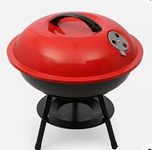 R RUNILEX 14 inch Charcoal kettle BBQ Portable BBQ Grill for Camping/Backyard Barbecue Party, Enamel Coated Fire Box & Dual Ventilation System,(Red & Black)