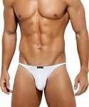 Arjen Kroos Men's Sexy Thong G-String Underwear Low Rise T-Back Bikini,A5-WHITE-AK2111,Small