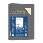 Southworth 25% Cotton Business Paper, 8.5” x 11", 24 lb/90 gsm, Wove Finish, Ivory, 500 Sheets - Packaging May Vary (404IC)