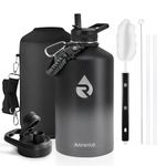 RAYMYLO One Gallon Water Bottle Insulated, Triple Walled Vacuum Stainless Steel (Cold for 48 Hrs), Leak Proof & Non-BPA, Large Water Flask Jug with Paracord Handle & Straw Spout Lids