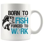 Panvola Born To Fish Forced To Work Fishing Fisherman Mug Fishing Gifts To Husband Dad Grandpa Boyfriend Coffee Ceramic Mugs 11oz White Novelty Drinkware