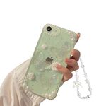 Ownest Compatible with iPhone 7 iPhone 8 iPhone SE Case,3D Butterfly Floral Clear Women Girls Glitter Crystal Sparkly Cute Cases Aesthetic Phone Case for iPhone 7/8/SE +Pearl Chain