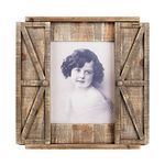 Paris Loft Wood Barn Door Picture Frame, Distressed Hanging Wooden Photo Frame 8x10 Inches