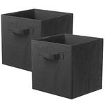 ShellKingdom Storage Bins, Foldable Fabric Storage Cubes and Cloth Storage Organizer Drawer for Closet and Toys Storage (Black, 2)