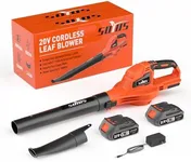 SOYUS Leaf Blower, 20V Leaf Blower Cordless with 2x2.0Ah Battery and Charger, 150 MPH Electric Leaf Blowers with Two-Speed Mode, Blowers for Lawn Care, Debris Dust Cleaning(Orange)