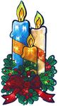25cm x 14cm Double-Sided Christmas Window Silhouette 10 LED Lights with Metallic Effect Battery Operated Xmas Decoration (Candles - Large)