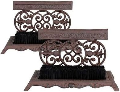 Cast Iron Scrollwork Boot Scrapers with Brushes, Set of 2