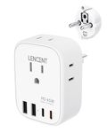 LENCENT European Travel Plug Adapter, PD 45W USB C Fast Charger Adaptor, Schuko Type E F Plug Adaptor with 4 Outlet, Travel Essentials for US to Europe EU Spain Greece Russia German