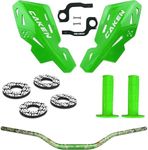 PRO CAKEN Universal 7/8" 22mm and 1 1/8" 28mm Handle Bar with Hand Guards CNC Bracket kit for Dirt Bike Motocross ATV Scooter for CRF KLX KX LTR TRX SX SXF EXC XCW Grizzly Hawk 250 Bicycles Green