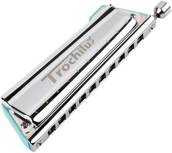 JDR Trochilus 10 Holes Chromatic Harmonica Key of C Armonica Valveless Harp Mouth Organ Chromonica with Case for Adults Professionals Beginners Kids Teachers Students (Blues/Ritcher Tuning Key of C)