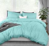 Utopia Bedding Queen Duvet Cover Set - 1 Duvet Cover with 2 Pillow Shams - 3 Pieces Comforter Cover with Zipper Closure - Soft Brushed Microfiber, 90 X 90 Inches (Queen, Spa Blue)