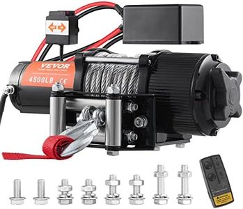 VEVOR Electric Winch, 12V 4500 lb Load Capacity Steel Rope Winch, IP55 1/4” x 39ft ATV UTV Winch with Wireless Handheld Remote & 4-Way Fairlead for Towing Jeep Off-Road SUV Truck Car Trailer Boat