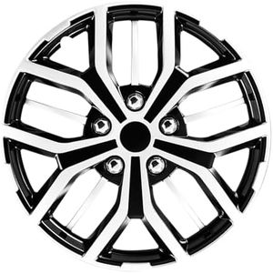 QUALITYFIND Universal Hubcaps - 16INCH Unique Style Black & Silver Wheel Covers for Cars - Made in Taiwan - Set of 4 - Fits Honda, Volkswagen, Chevy, Mazda, Dodge, Ford - and Most car