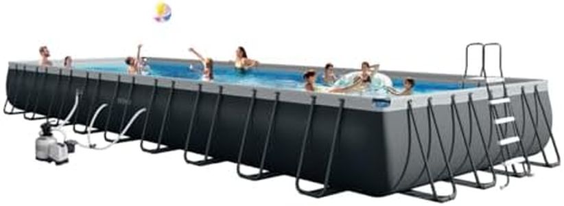 INTEX 26379MZ 36ft x 18ft x 52in Ultra XTR Deluxe Rectangular Above Ground Swimming Pool Set, Includes 2650 GPH Sand Filter Pump, Saltwater System, SuperTough Puncture Resistant, Rust Resistant