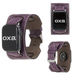 OXA Leather Cuff Watch Band Compatible with Apple Watch | Series 9 8 7 6 5 4 3 2 1 SE Ultra 1&2 | Polished Stainless-Steel Buckle and Adapters | Men and Women | 38mm 40mm 41mm | - Purple