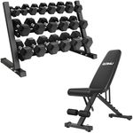 GOIMU Dumbbell Sets with Rack, Rubber Hex Dumbbells, 160/220/280/360/450/550LBS, Hand Weights with Chrome Handle for Strength Training