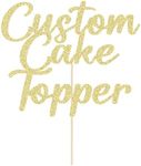 Personalised Cake Topper Custom Happy Birthday Cake Topper Wedding Cake Topper Gifts for Women Men 11 Colors Cake Decorations Glitter Cake Toppers Gifts for Graduation Christmas (Champagne Gold)