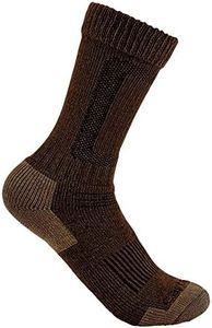 Carhartt Men's Heavyweight Wool Blend Steel Toe Boot Sock, Brown, Medium