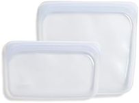 Stasher Reusable Silicone Storage Bag, Food Storage Container, Microwave and Dishwasher Safe, Leak-free, Sandwich + Snack Bundle 2-Pack, Clear