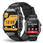 SOUYIE Military Smart Watch for Men Answer/Make Call, 2.02" Rugged Outdoor Sport Smartwatch with Flashlight, Heart Rate Blood Oxygen Pressure Sleep, 100+ Sport Modes Fitness Tracker for Android iOS