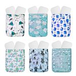 KaWaii Baby 6 Good Night Heavy Wetter Pocket Cloth Diapers with 12 One Size Cloth Diaper Inserts, Waterproof Stay-Dry Extra Absorbency for long hours & Nighttime, for babies 8–36 Pounds