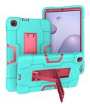 Jaorty 3 in 1 Hybrid [Soft&Hard] Heavy Duty Rugged Stand Cover Shockproof Anti-Slip Anti-Scratch Full-Body Protective Cases for Samsung Galaxy Tab A 8.4 2020 (T307),Green/Rosered